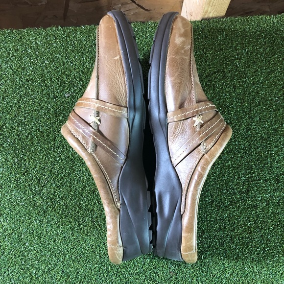 LL Bean Brown Tan Leather Slip On Mules Women’s 9 Made in Brazil - Picture 5 of 9